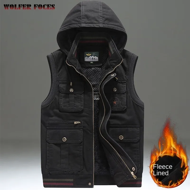 Mäns västar Autumn Men's Clothing Solid Color Casual Loose Vest Men's Multi Bag Work Clothes Fashion Camping Tactical Men's Sports Vest Coat 230804