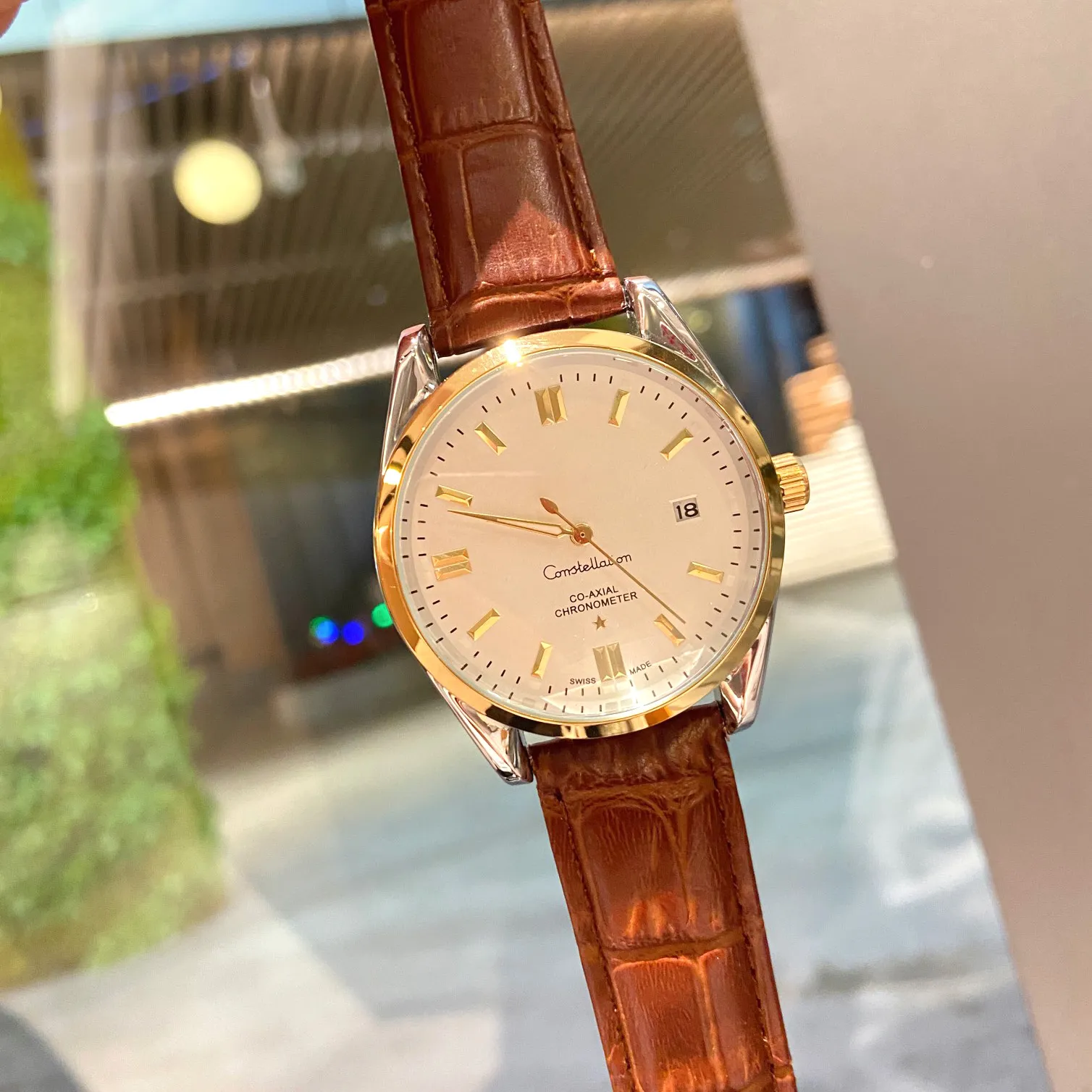 Orologio Meccanico Automatico Uomo - Cinturino In Vera Pelle, 45mm, Data E Giorno, Impermeabile 30M
