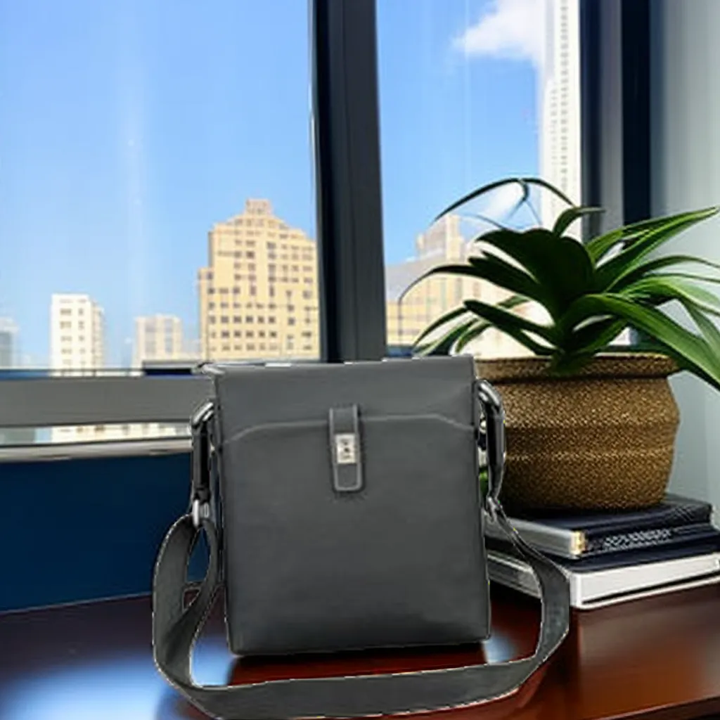 Men s Cowhide Leather Crossbody Bag Black One Shoulder Messenger Bag Luxury Business Leisure Fashion Bag