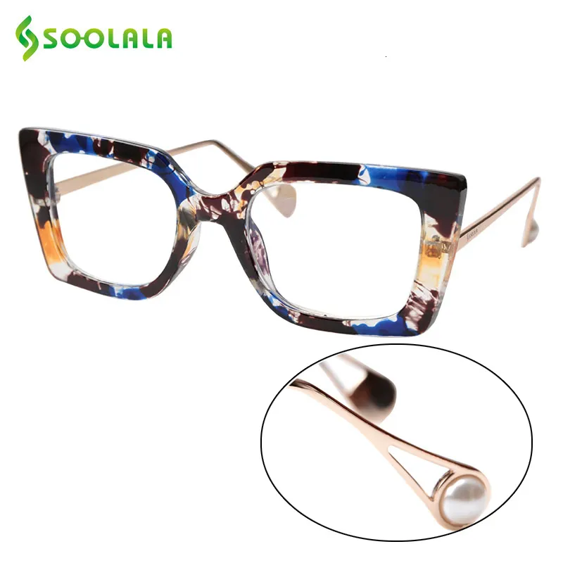 Reading Glasses SOOLALA Anti Blue Light Reading Glasses with Pearl Arms Eyeglasses Frame 1.0 1.25 1.5 1.75 to 4.0 Sunglasses Reading Glasses 230804