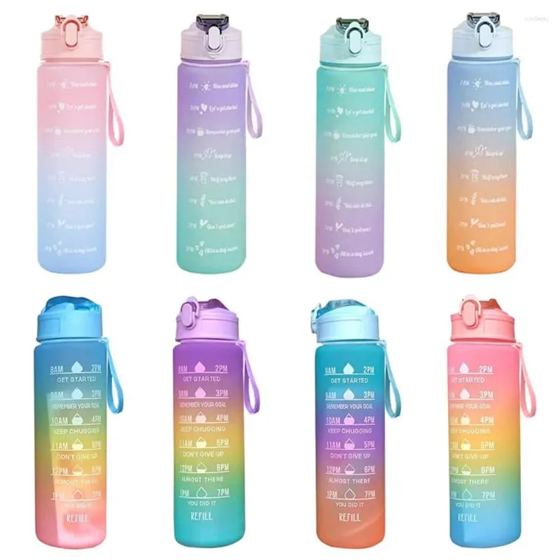 Butelki z wodą przenośne sporty motywacyjne butelki z markerem upłynnym kubkiem do sportu na świeżym powietrzu BPA za darmo
