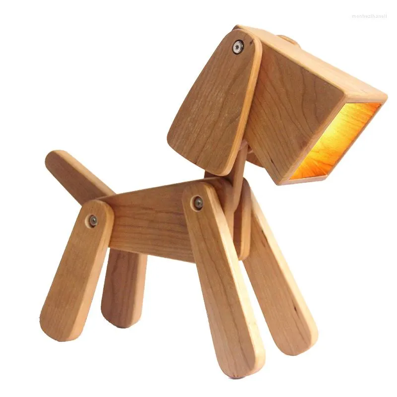Lampes de table Creative Designer Lampe en bois Décoratifs pour la maison Lumière de chien pour salle d'étude Chambre d'enfant Bureau Europe Appareil d'éclairage