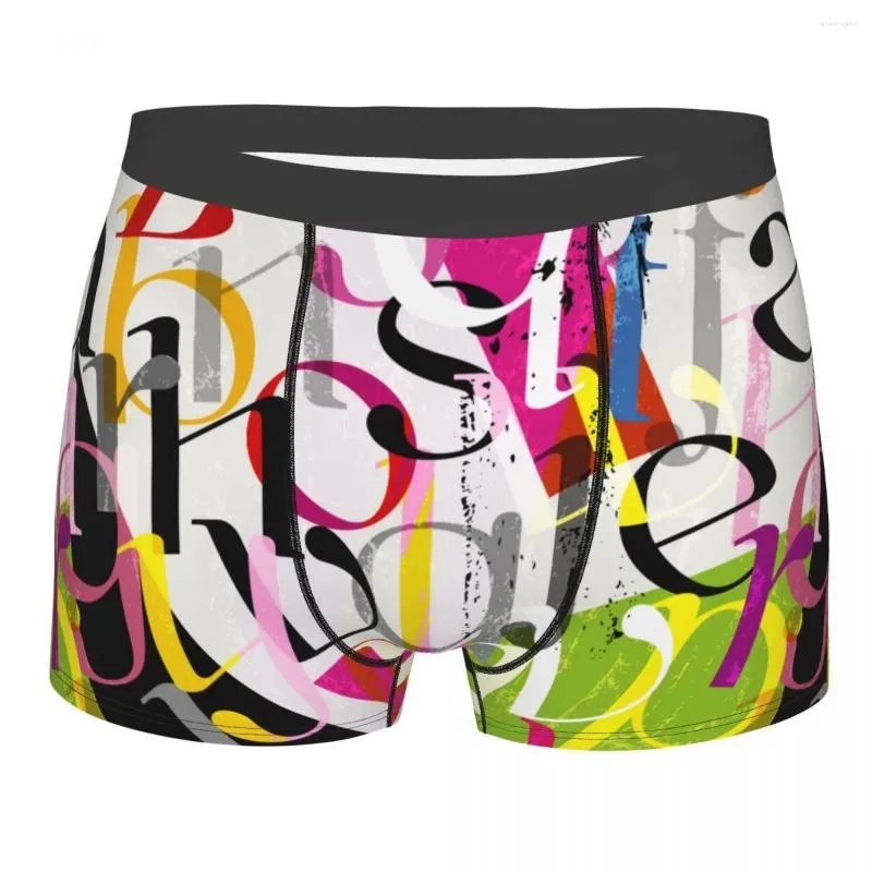 Onderbroek Mannen Graffiti Ondergoed Letters Nieuwigheid Boxer Shorts Slipje Mannelijke Zachte