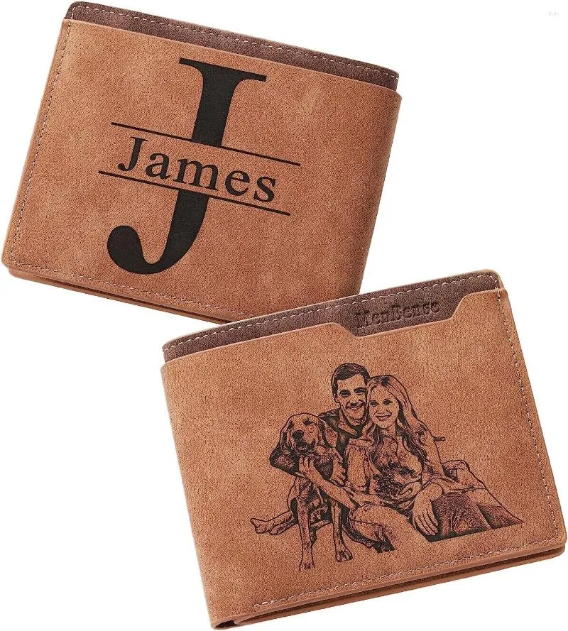 Wallets Customized Men Wallet With Name And Picture Personalized For Po & Text Gifts Husband Dad Son Groomsmen