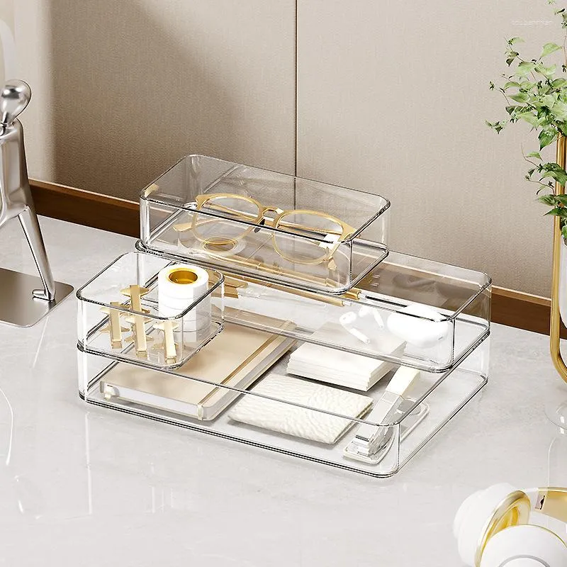 Opslagboxen kunnen worden gestapeld lade doos tafelblad cosmetica sieraden divider transparant acryl textuurrooster opruimen