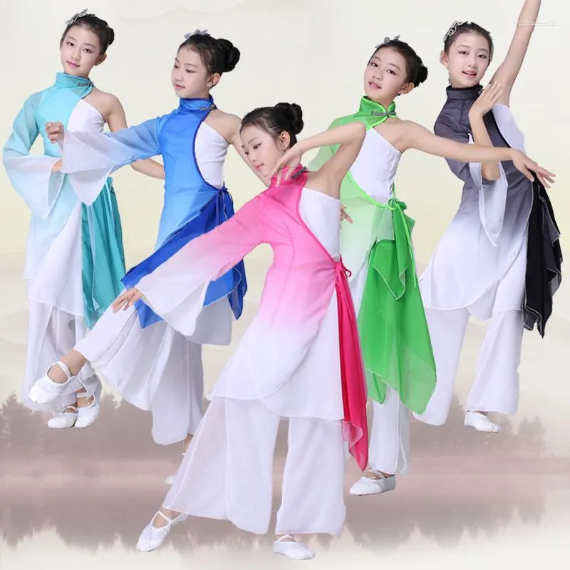 Stage Wear Performance de danse classique pour enfants Tenue élégante fan féminine Jiangnan Umbrella