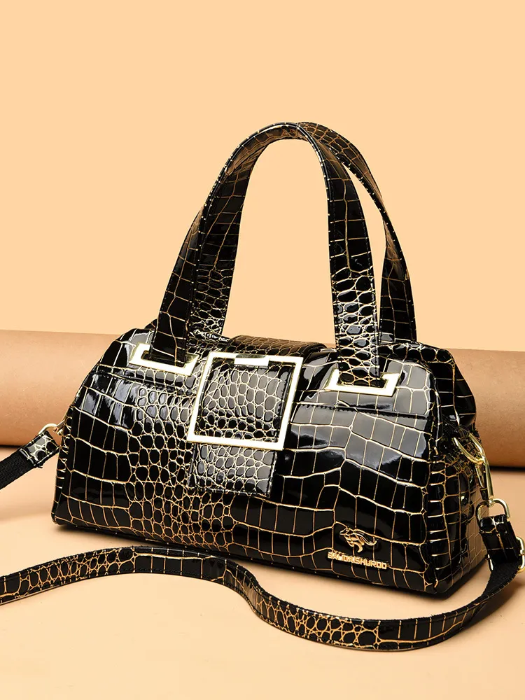 Luxus Designer Handtasche Marke Umhängetaschen für Frauen 2023 Neue Krokodil patent leder Schulter Taschen Casual Tote Tasche Bolsos