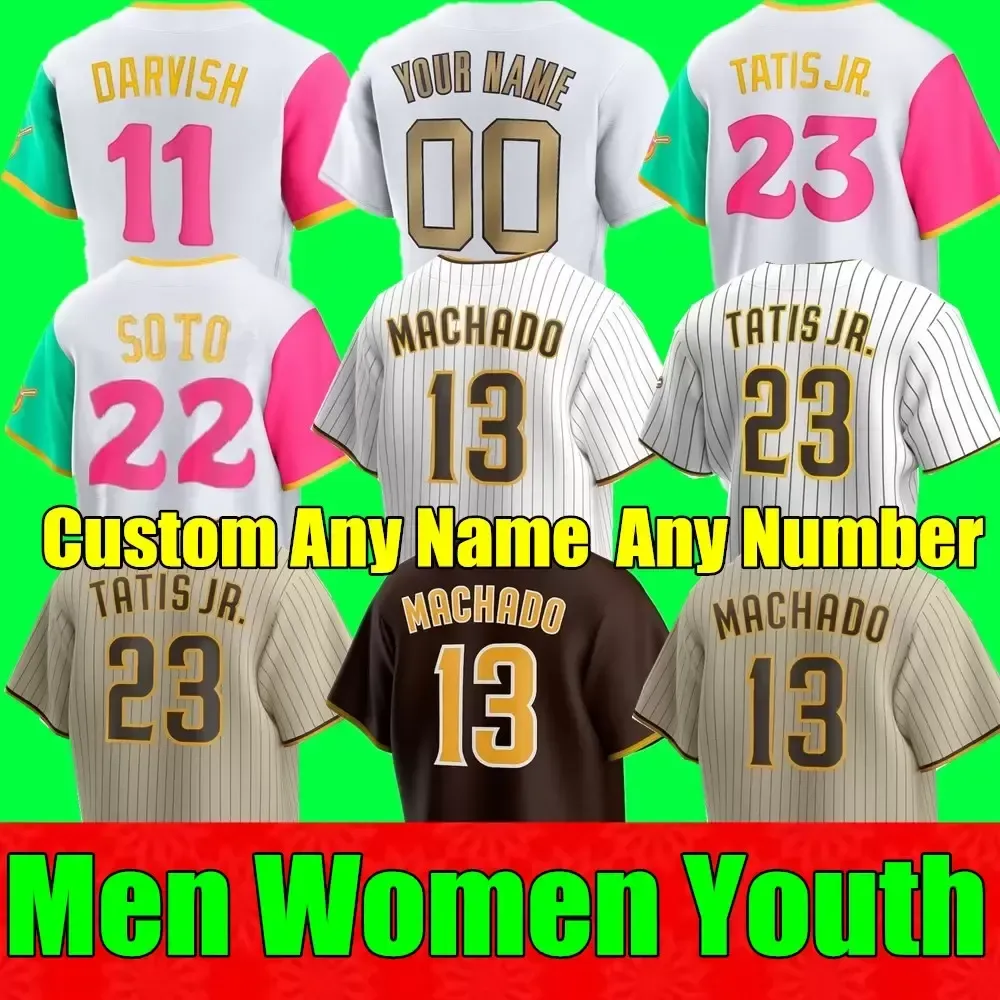 maglie da baseball personalizzate da uomo San Diego''Padres''City Connect SAN DIEGO 23 FERNANDO TATIS JR.MANNY MACHADO PADRES JAkE CRONENWORTH JUAN SOTO Dinelson Lamet