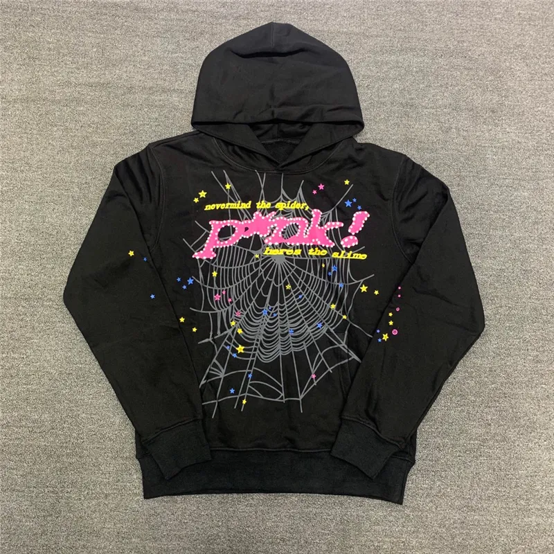 Erkek Hoodies Sweatshirts Hip Hop y2k Web Puff Baskı Hoodie Erkek Kadın Yüksek Kaliteli Genç Thug Angel Spider Sweatshirts Ağır Kumaş Külot Hoodies 230804