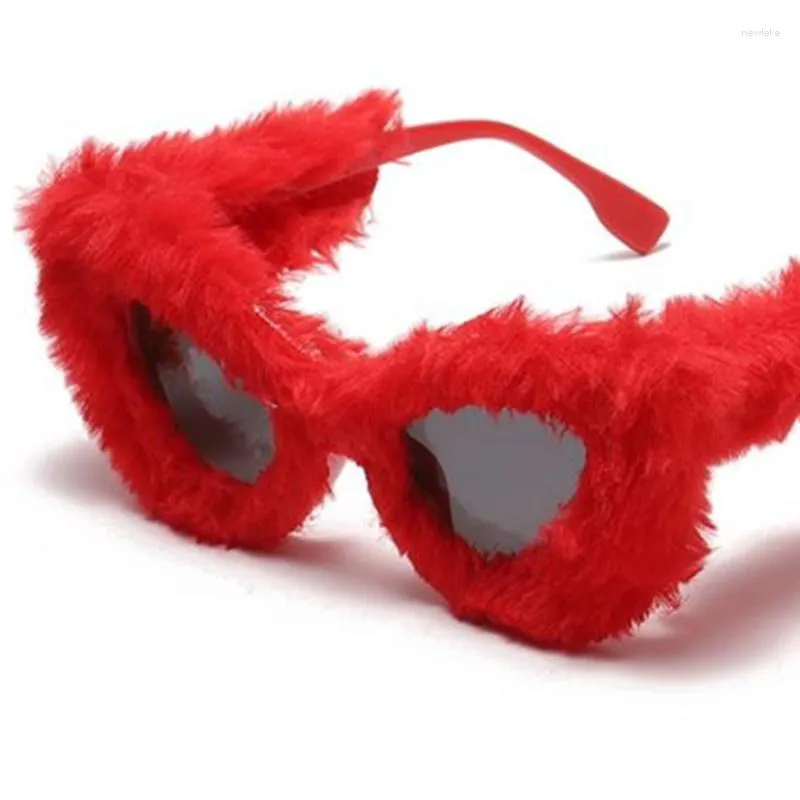 Sonnenbrille Winter Frauen Plüsch Sonnenbrille Einfachheit Brille Anti-UV-Brille Hip Hop Brillen Ornamental