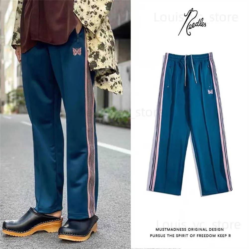 Japanese needles butterfly pants loose straight tube webbing pants men's Retro wide leg pants embroidered Sweatpants T230806