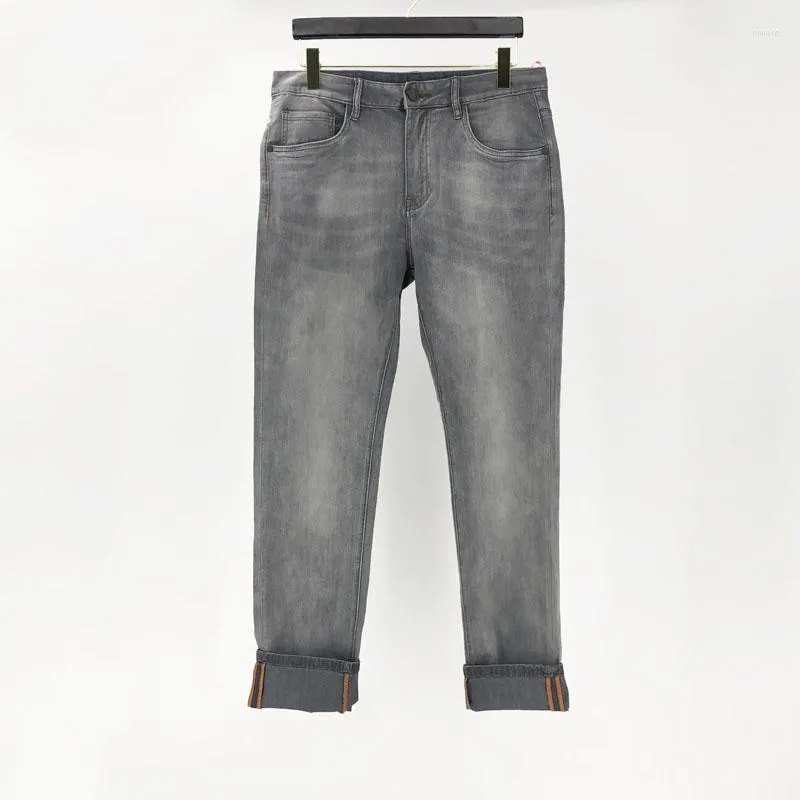 Jeans pour hommes mi-taille motif de broderie drôle conception pantalon en jean marques de luxe classiques de la mode pantalon gris rétro