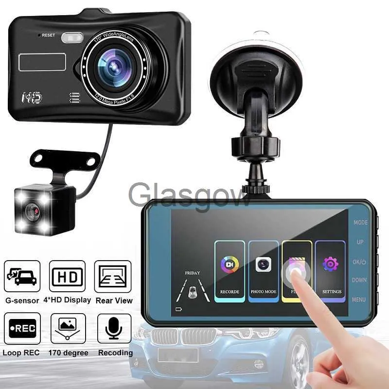 Car DVRs 4'' Car Video Recorder IPS Touch Screen Dash Cam GSensor Car DVR Dashcam Auto Black Box HD 1080P Night Vision Driver Recorder x0804 x0804