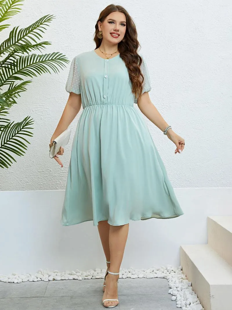 Plus Size Dresses Women Clothing Solid Casual Maxi For 2023 Summer Sexy Short Sleeve Loose Dress Beach Large