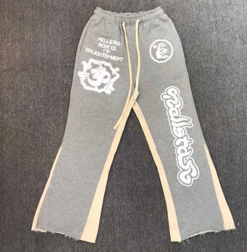 Stock Hellstar Pants Vintage Contrast Stitching Retro Thin Casual byxor Lossa Hiphop Hellstar Sweatpants för män Kvinnor T230806