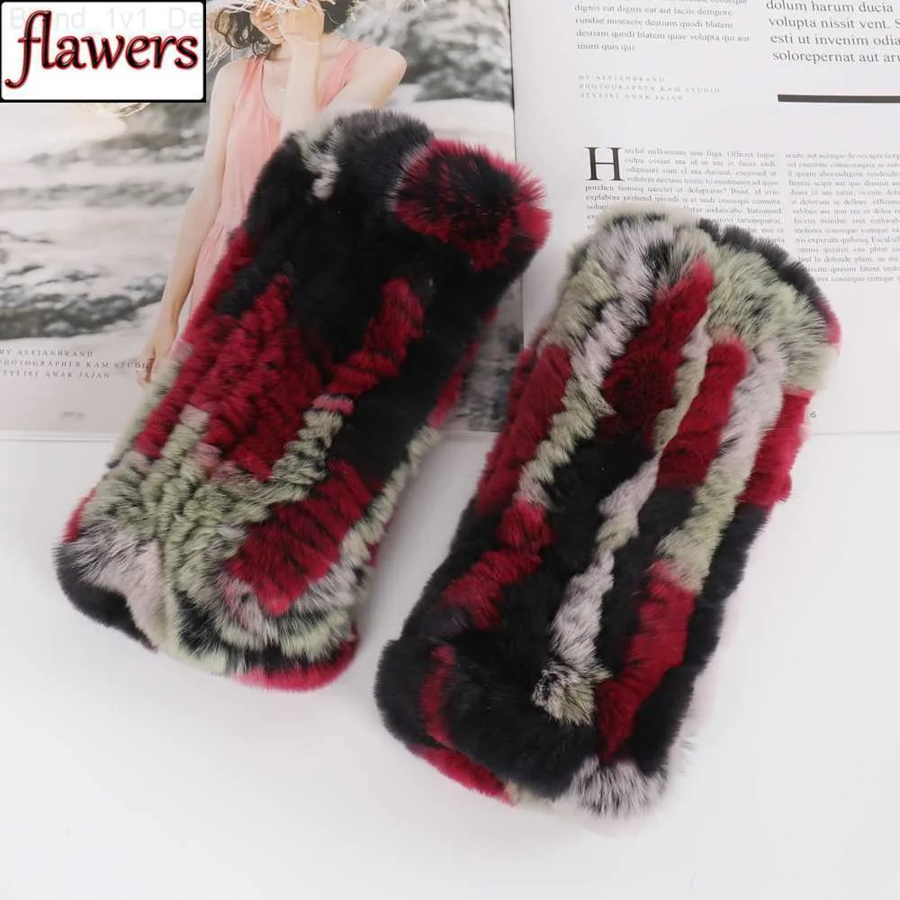 Grace GM Fingerless New Ryssland Winter Real Good Elastic Sticked Mittens Lady Natural Rex Rabbit Pälshandskar L230804 DBG B B