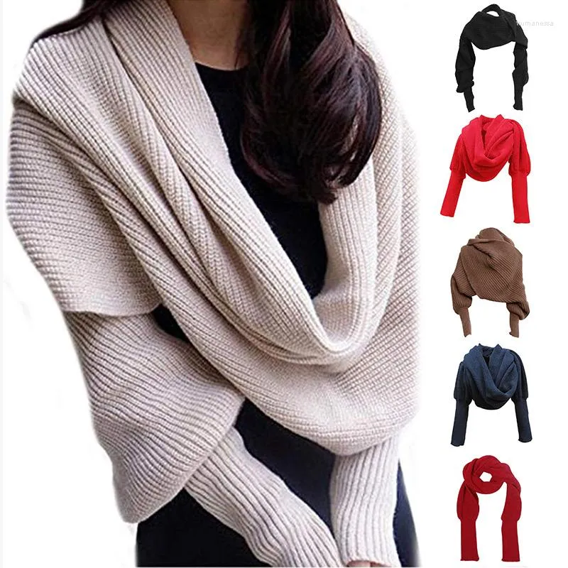 Scarves Unisex Fashion Knitted Scarf With Sleeves Long Wraps Shawls For Winter Autumn H9