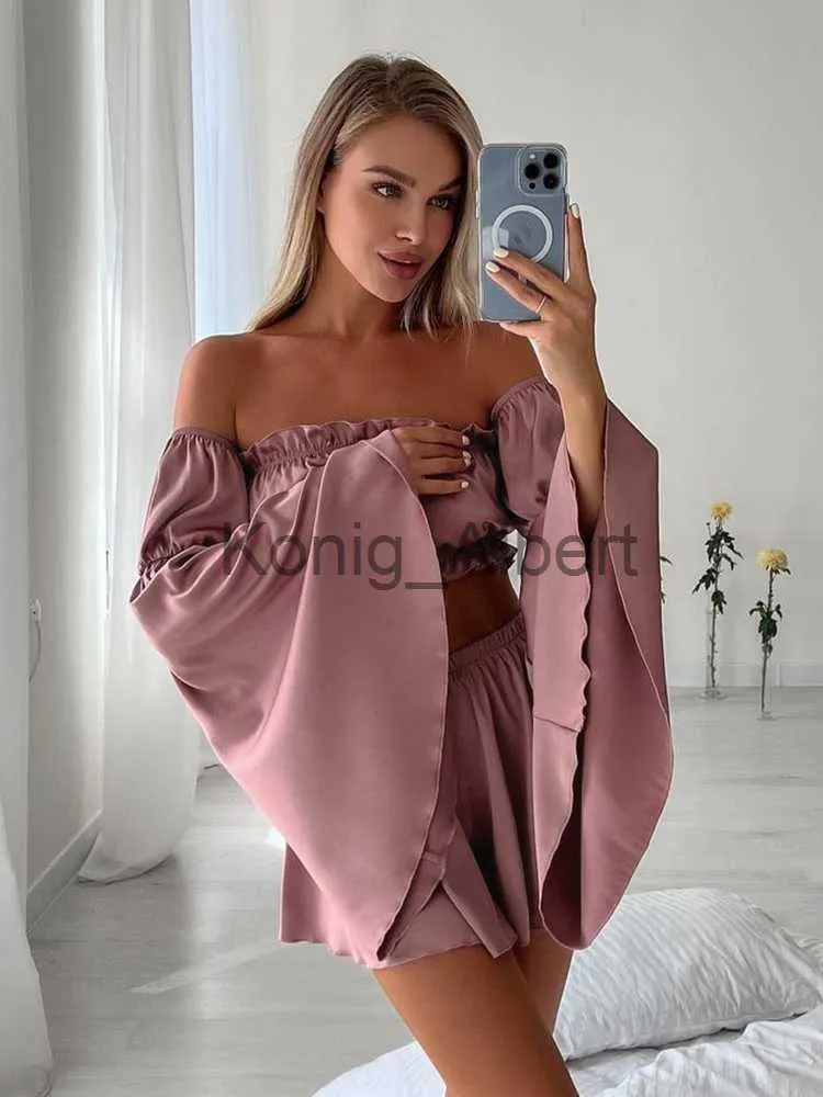 Pijama Sexy Hiloc Roxo Cetim Sexy Roupa De Noite Feminina Manga Flare Roupa  De Dormir Babado Sem Costas Loungewear Slash Neck Pijama Feminino 2023 Novo  X0806 De Konig_albert, $229,17