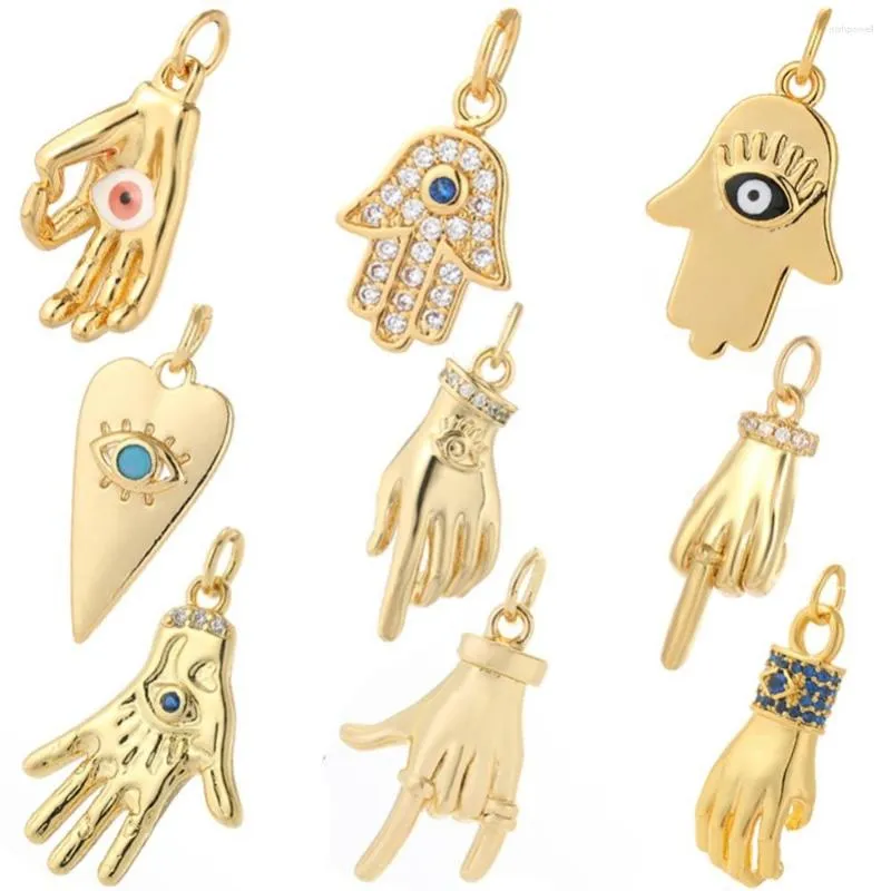 Breloques gothique mauvais œil bleu de la main pour la fabrication de bijoux fournitures couleur or gestes collier à faire soi-même boucle d'oreille Kawaii