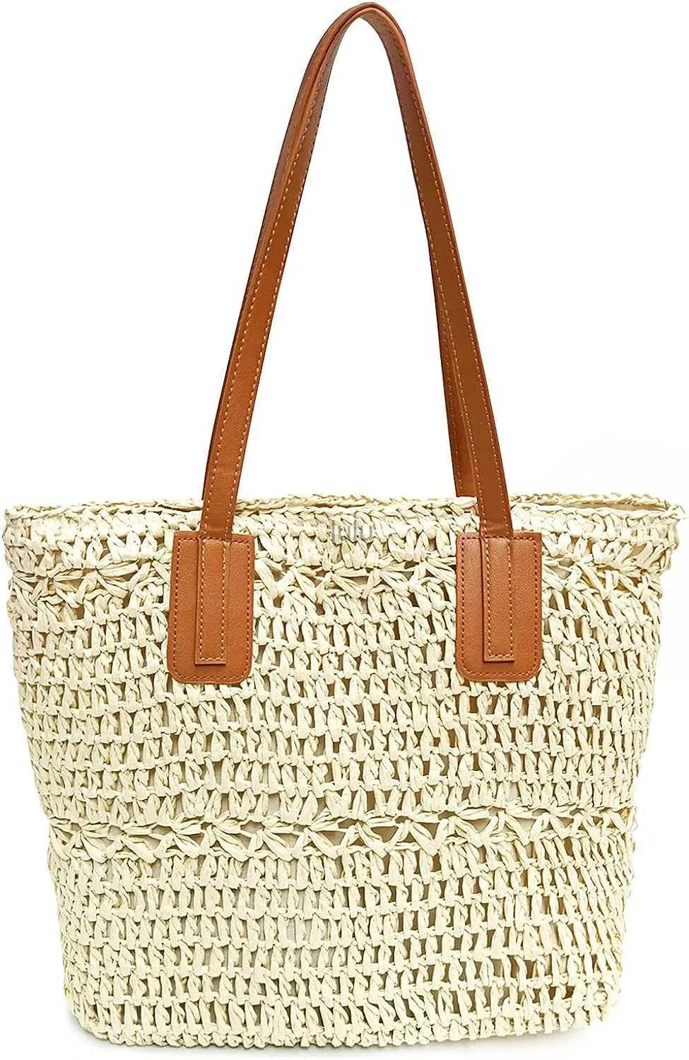 Aovtero Straw Beach Bag For Women Woven Structured Tote Bag Summer Shoulder Handbags HKD230807