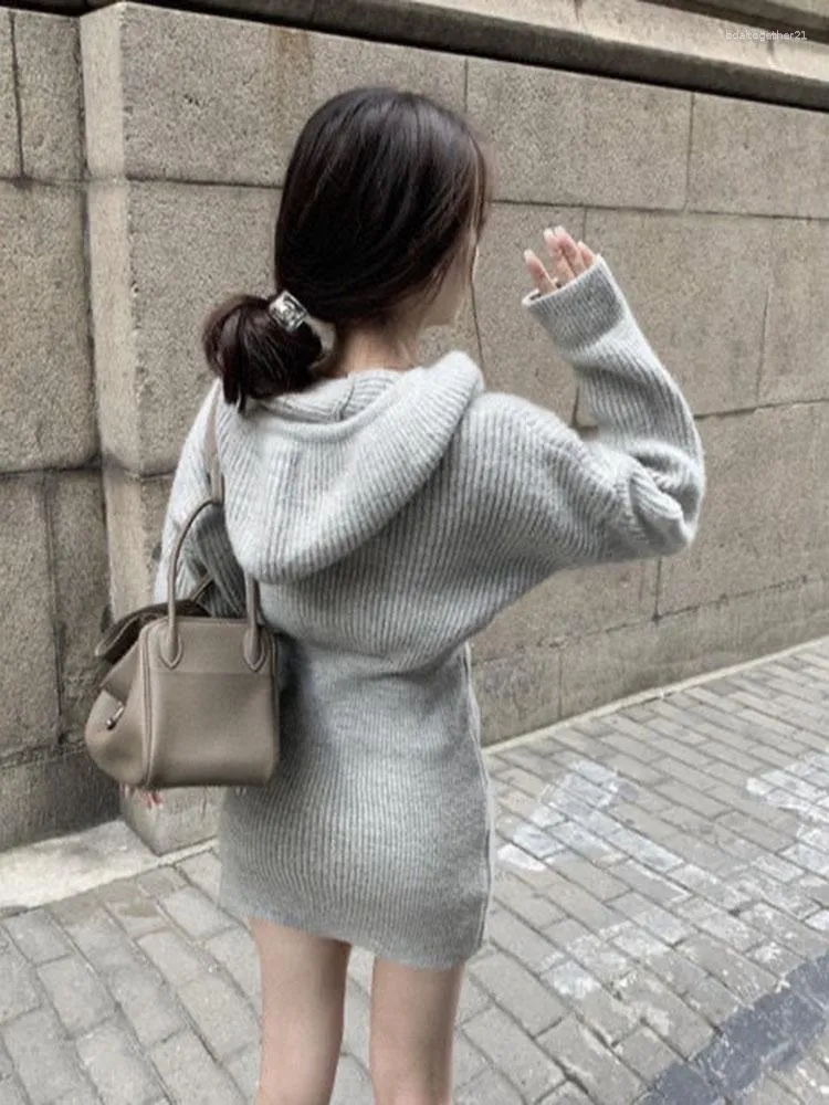 Casual Dresses Long-sleeve Hip Bottoming Knitted Women Top Woman's Clothing Autumn And Winter Fashion Slim Temperament Sweater Dress 2023