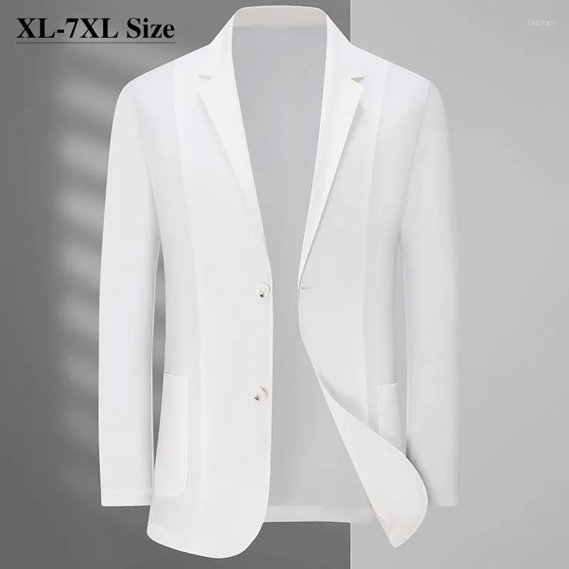 メンズスーツ夏の軽量ブレザーファッションホワイトブラックビジネスカジュアルドレープスーツジャケットドレスブランド服プラスサイズ6xl 7xl