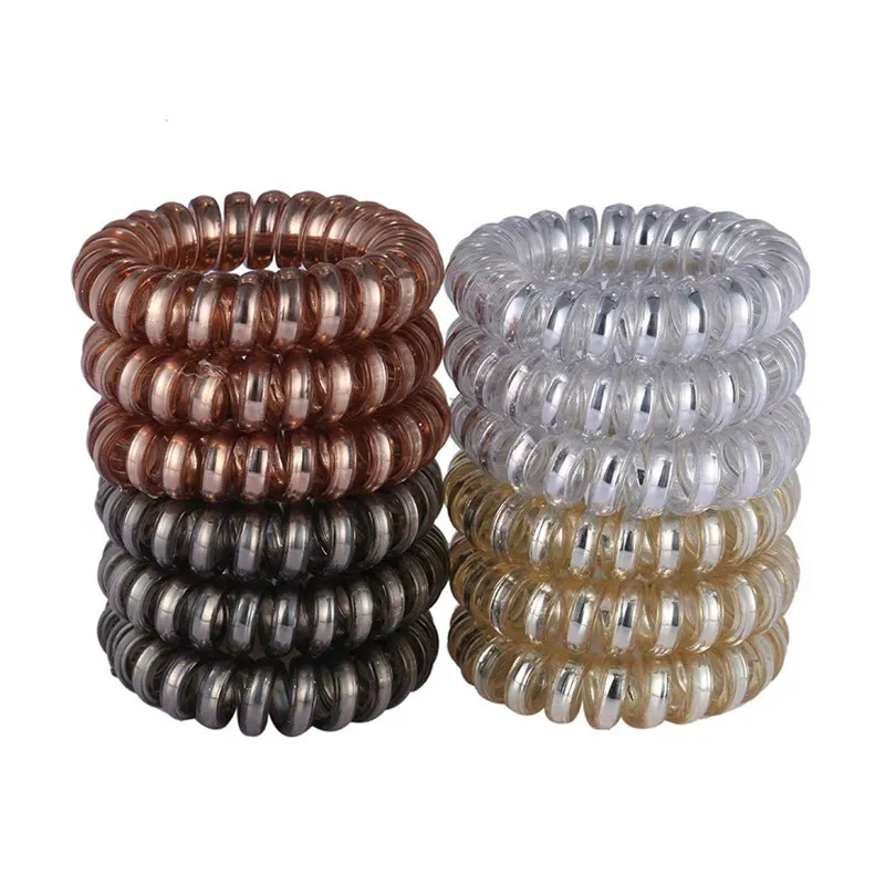 Accessoires pour cheveux pour femmes Chouchou en spirale Simple cordon de cheveux PTU à haute élasticité téléphone chouchou-1