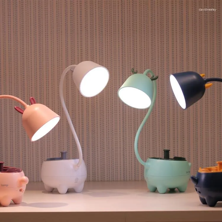 Lampes de table pour bureau Modes réglables 3 lampes à intensité variable chargeant l'animal de compagnie pour enfants Smart Touch luminosité cadeau éclairage