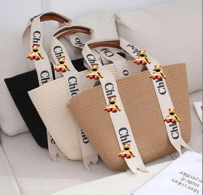 Neue Designer -Tasche Sommer High -Kapazität Einkaufstasche Casual Woven Strohhandtaschen Umhängetasche Urlaubsstil Gras gewebt