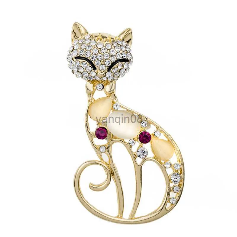 Stift broscher söt katt brosch fjäril strass kvinnor legering djur stift kristallkors lapel stift krage knapp party klänning tillbehör hkd230807