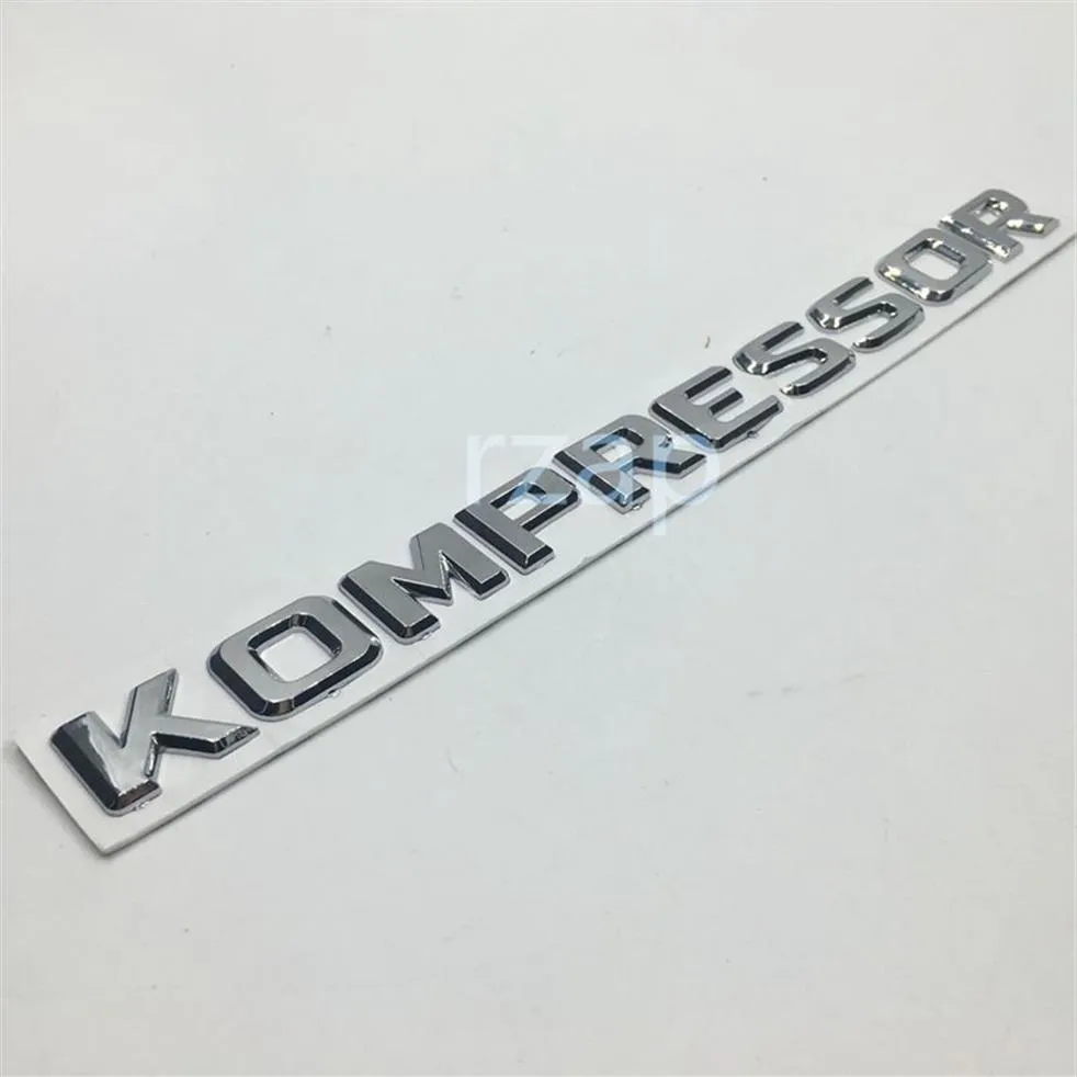 Chrome Silver KOMPRESSOR Letter Logo Trunk Emblem Badge Sticker for Mercedes W203 W204 W212 W221 AMG190p