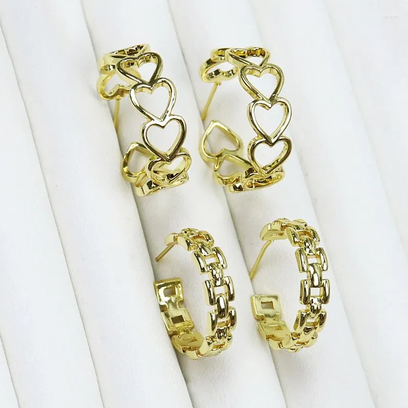 Boucles d'oreilles pendantes 10 paires cerceau creux en forme de coeur bijoux de mode femmes cadeau 30310