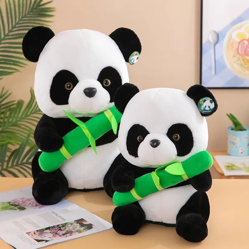 Zoo mit dem gleichen Riesenpanda, der Bambuspuppe hält, Kinderpuppe, süßes Plüschtier, Panda, Geschenk für das Kind, 40 cm, R230807