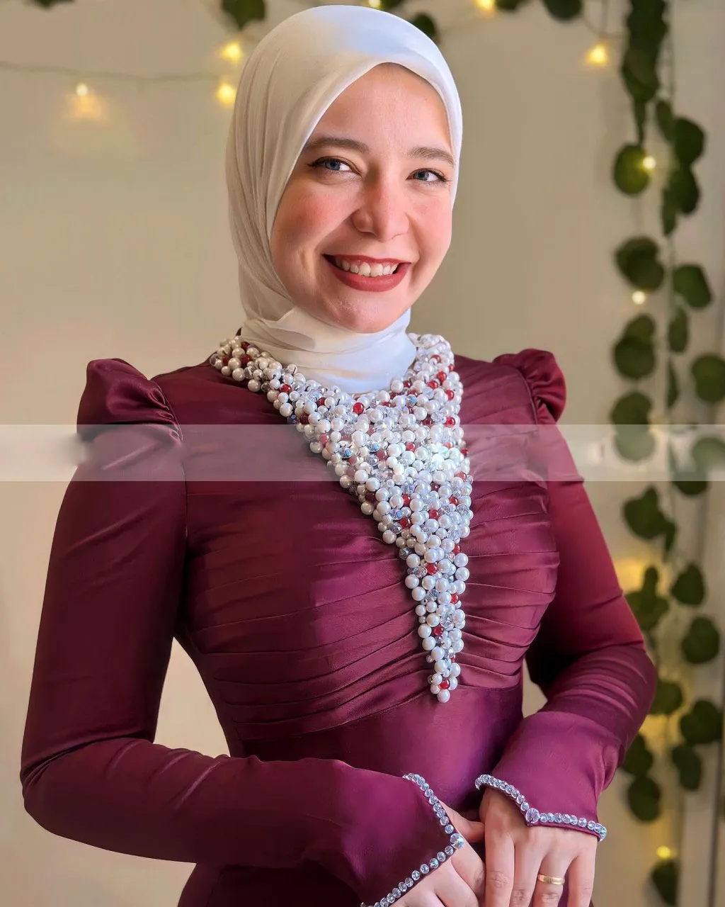 burgundy hijab dress Samra Satin Dress in Burgundy Hijabglamour