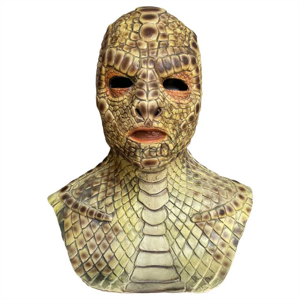 Party Masks Scary Snake Man Mask Halloween Horror Viper Mask Novelty Latex Animal Mask Fancy Dress Party Cosplay Headgear J230807