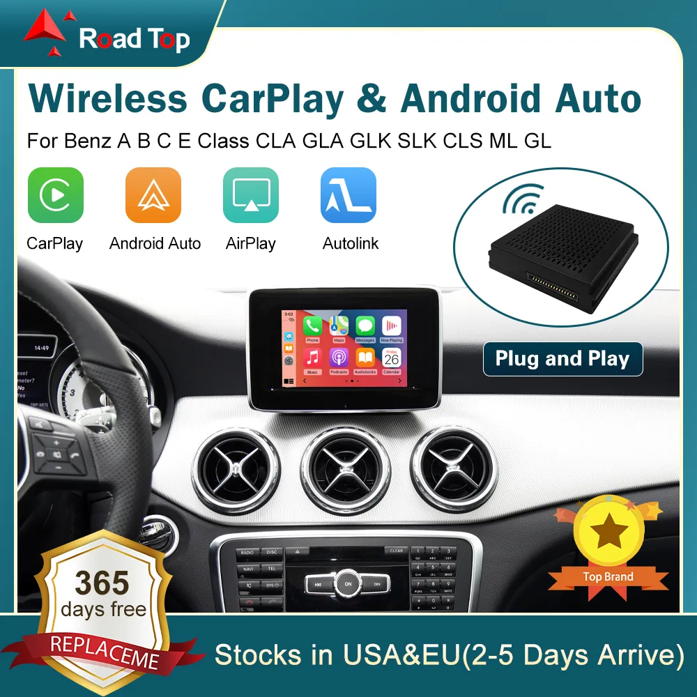 Mercedes Benz Car의 무선 카 플레이 AI 박스 A B C E CLA GLA GLA GLK SLK CLS ML GL NTG 4.5, Android Auto Mirror Link Navigation