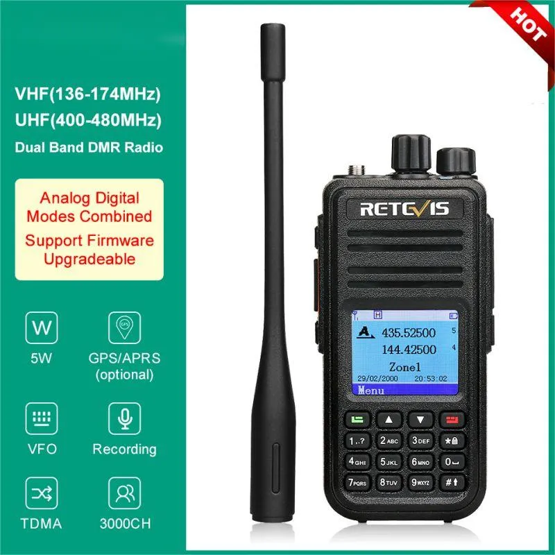 rt3s dmr digitale walkie talkie stazioni radio di prosciutto walkie-talkie amatoriale professionale radio bidirezionale vhf uhf gps aprs 5w