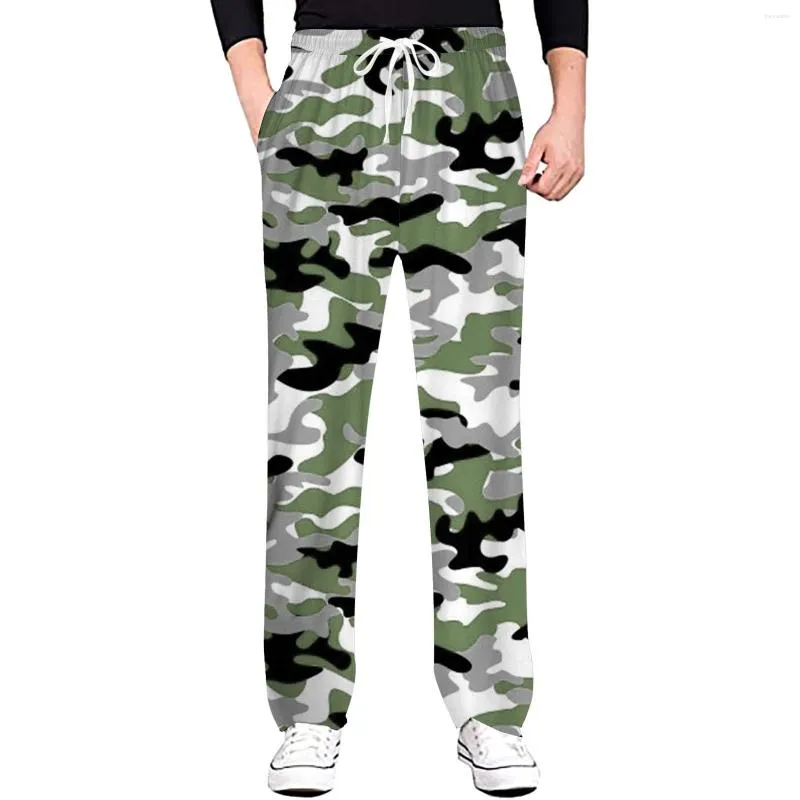 Men's Pants 2023 Four Seasons Camouflage Casual Slim Fit Work Elastic Waist Jogging Trousers Male Black Grey Plus Size