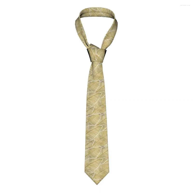 Kowądy Tropikalne złote liście krawat mężczyzn Kobiety poliester 8 cm dłoni hawajski egzotyczny krawat szyi chudy wąskie koszulę akcesoria gravatas