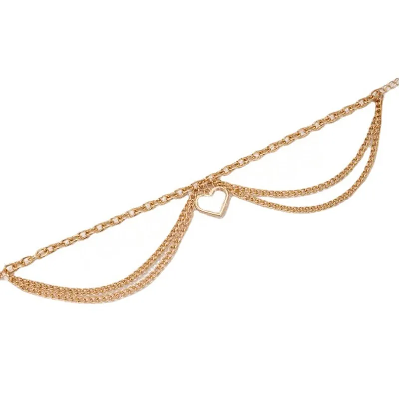 Metal Anklet Golden Three Layer Chain for Women Charm Foot Chain Böhmen Fashion Ankel Armband Beach smycken Tillbehör