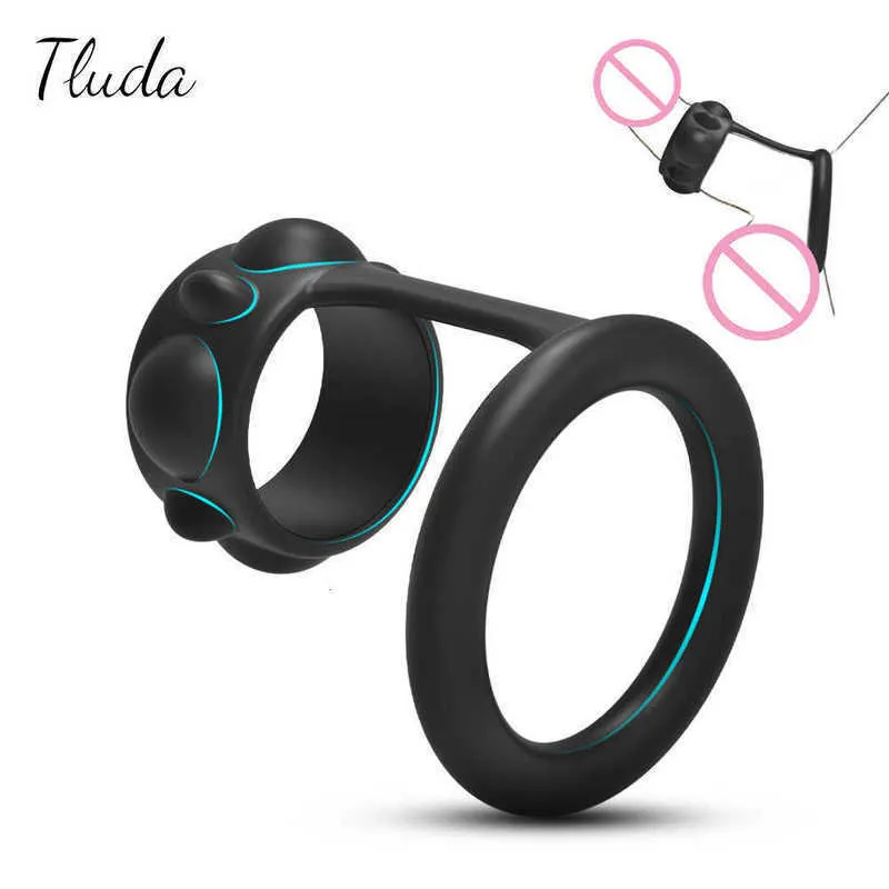 Massager Cock Ring for Men Ejaculation Delay Penis Silicone Chastity Cage Adult Goods Couples Shop