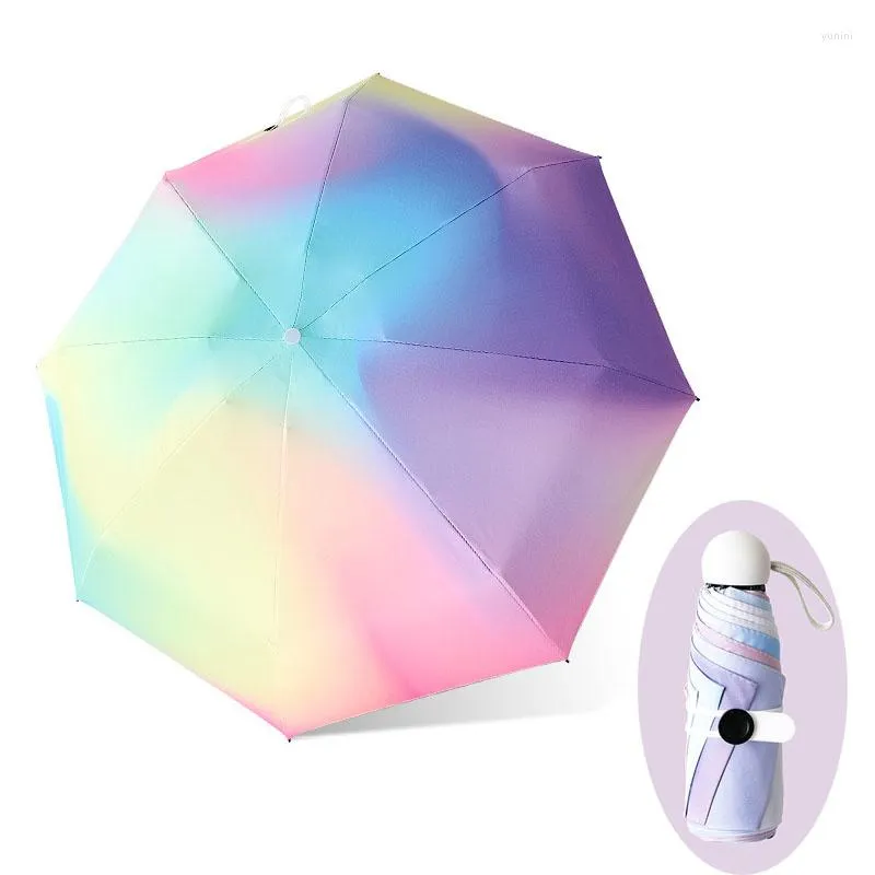 Untbrellas Mini Umbrella Women's UV Sunshade красочный градиент светло-переносной 5-кратный 5-разряд