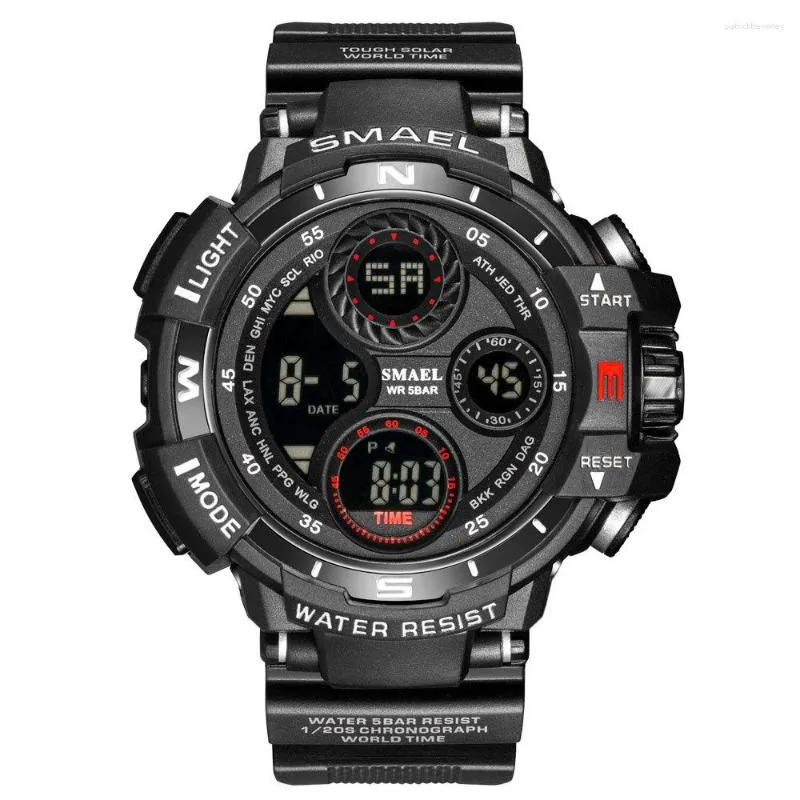 Wristwatches SMAEL Digital And Quartz Movement Men Sport Watches LED Light Multifunction Chrono Date Waterproof Analog Electronic Wristwatch