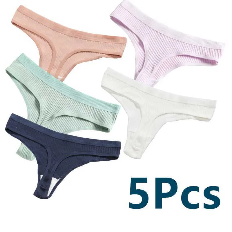 5 Pcs/lot Sexy Women Cotton G String Thongs Low Waist Seamless Female  Underpants Solid Color High Elasticity Underwear Lingere