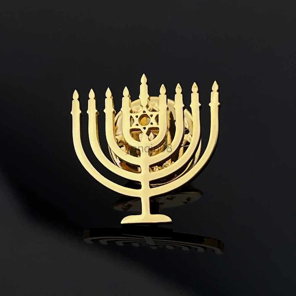 Broches Broches Israël Judaïsme Menorah Boucle Broche pour Hommes Femmes Revers Collier Pins Badge Hanukkah Cadeaux De Vacances Foi Bijoux Fête De Mariage HKD230807