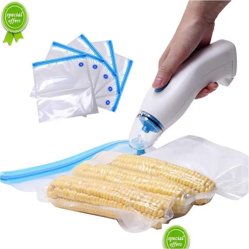 Other Kitchen Tools Vacuum Sealer Hine Handheld Electric Pump Home Gift 5Pcs Bag Drop Delivery Garden Dining Bar Dhs9O