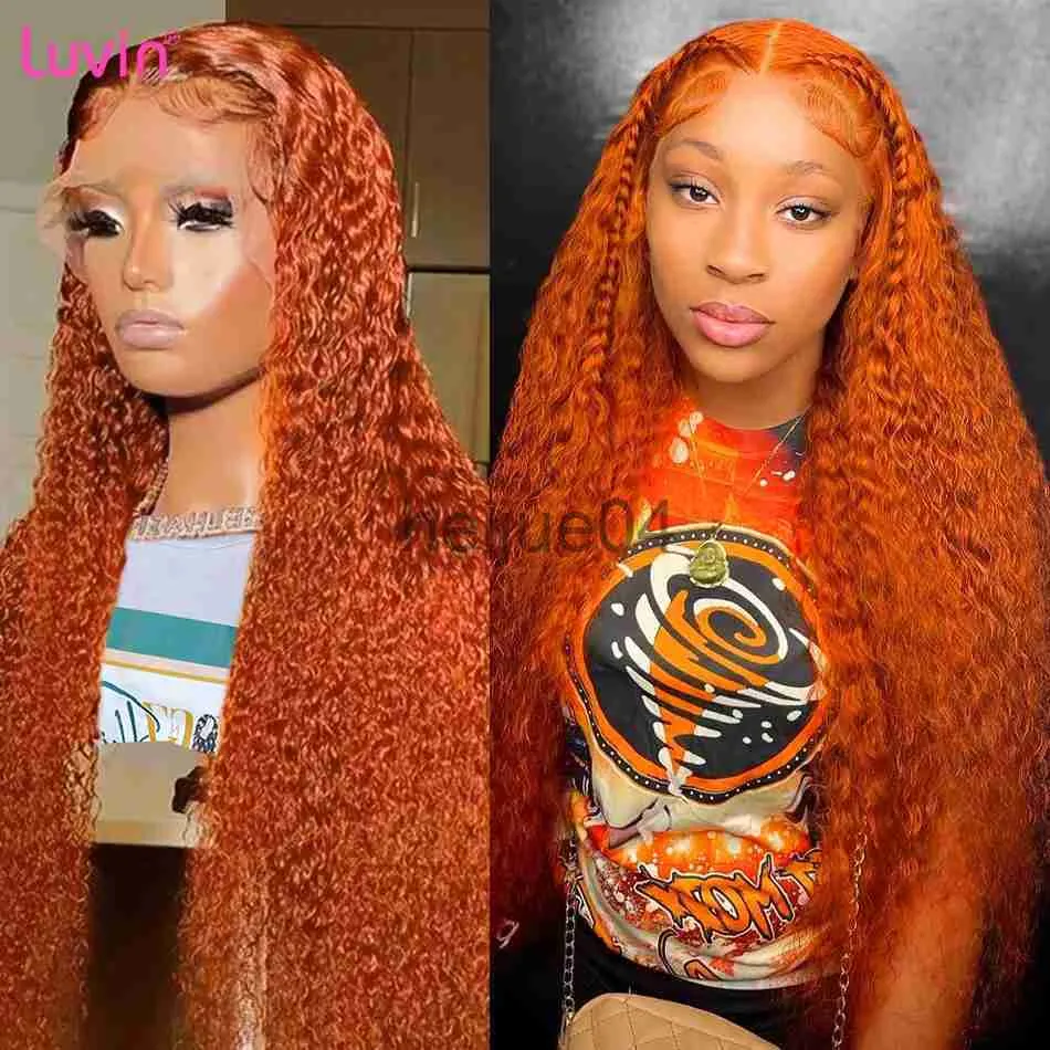 Cabelo Humano Capless Perucas Luvin 30 Polegada Ginger Orange Colored Curly 13x4 Lace Frontal Peruca Transparente Loose Deep Wave 13x6 Front Remy Cabelo Humano Para Mulheres x0802