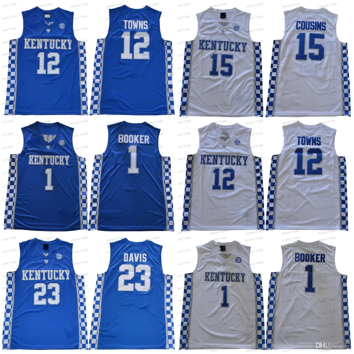 23 Kentucky College Basketball Jersey Davis Fox Monk Ado 11 John Wall Towns Cousins Devin Booker Men Ed Maglie