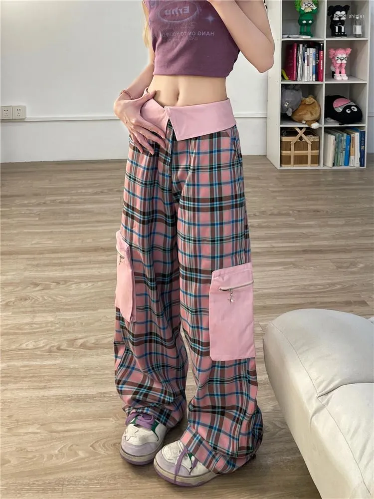 Baggy Plaid Womens Overalls With Large Pockets And Wide Leg Casual Pink  Loose Fit Baggy Sweatpants Women For Girls And Women From Shizier, $46.18