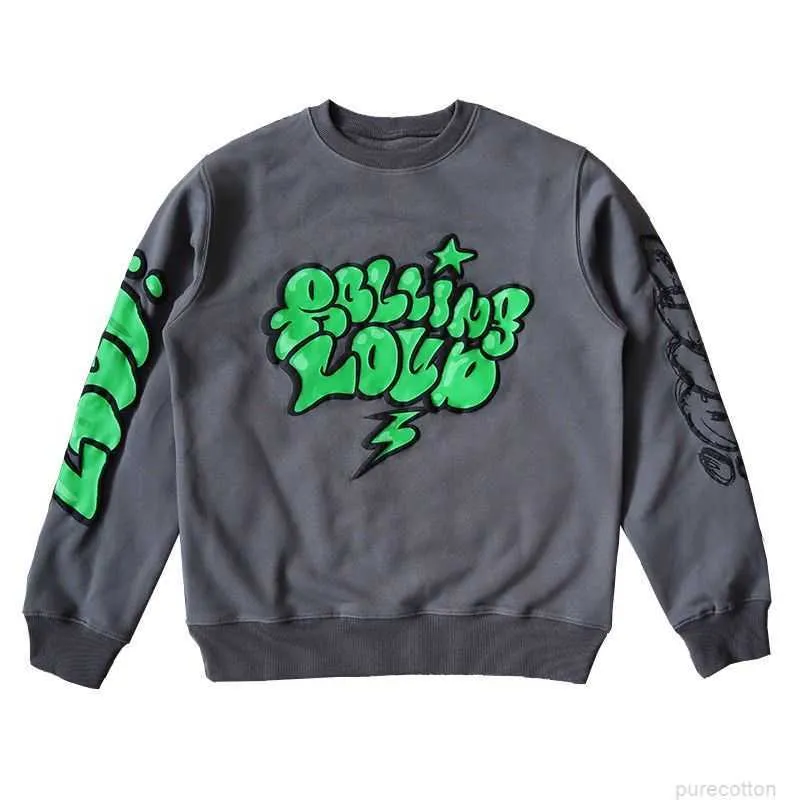 Tasarımcı moda giyim erkek sweatshirtler hoodies haddeleme yüksek sesle eskiz nyc hoodie rap tur gri erkek ve bayan süveter